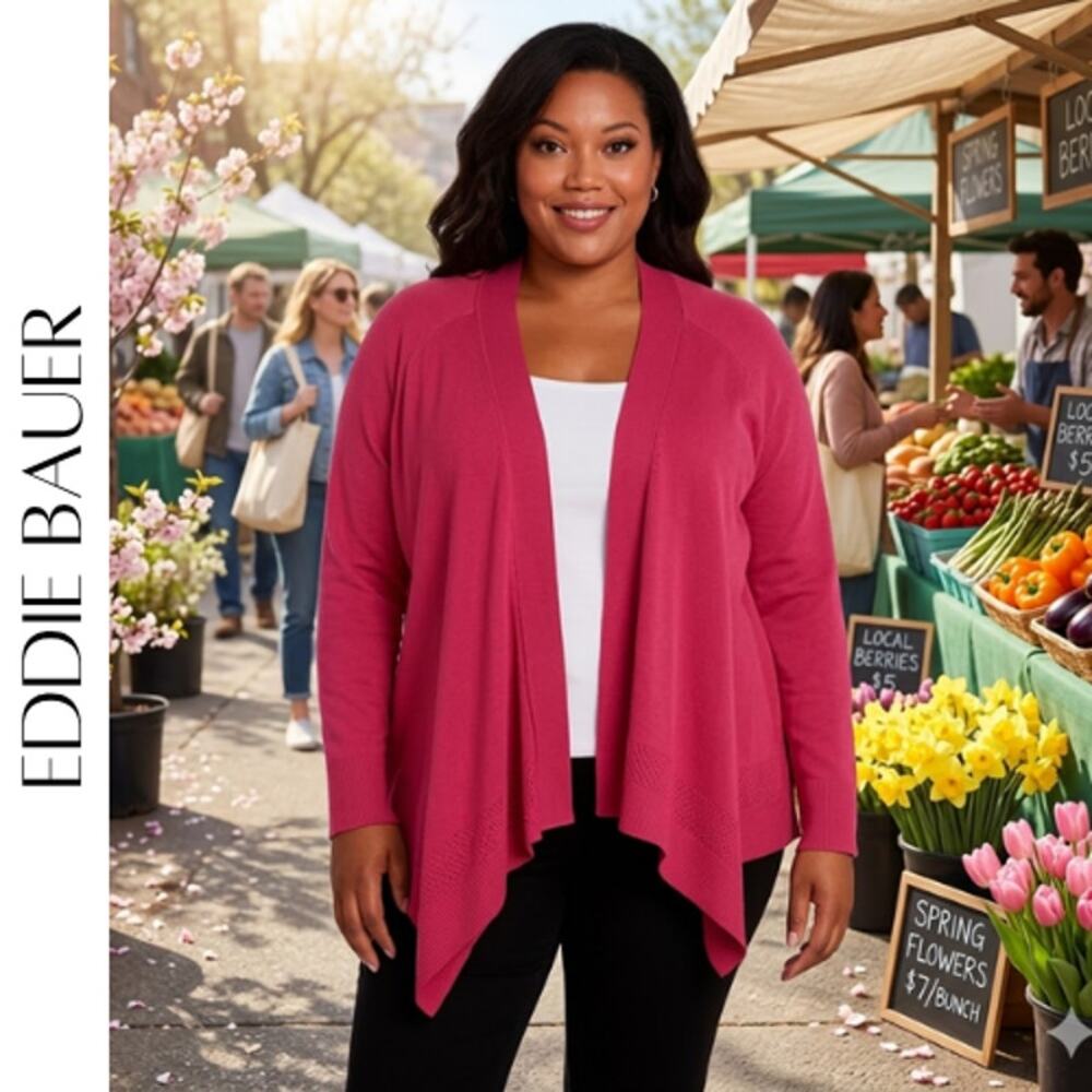 Eddie Bauer M Fuchsia Lightweight Cardigan – Throw-On Layer